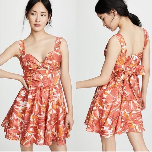 ALEXIS Ilda Floral Mini Dress A Line Orange Floral Tropical - Picture 1 of 16